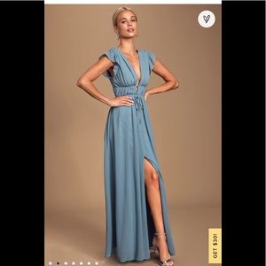 I’m All Yours Ruffled Blue Maxi Dress